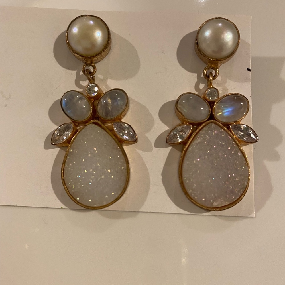 Druzy earrings with semi precious stones